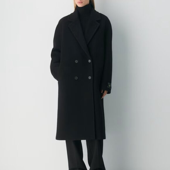 NWT Aritzia BABATON The Slouch Coat - (Re)Camel Wool Black L - Picture 1 of 12